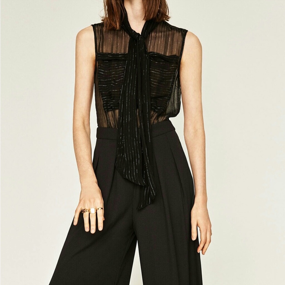 ZARA Contrasting PALAZZO Shiny Jumpsuit